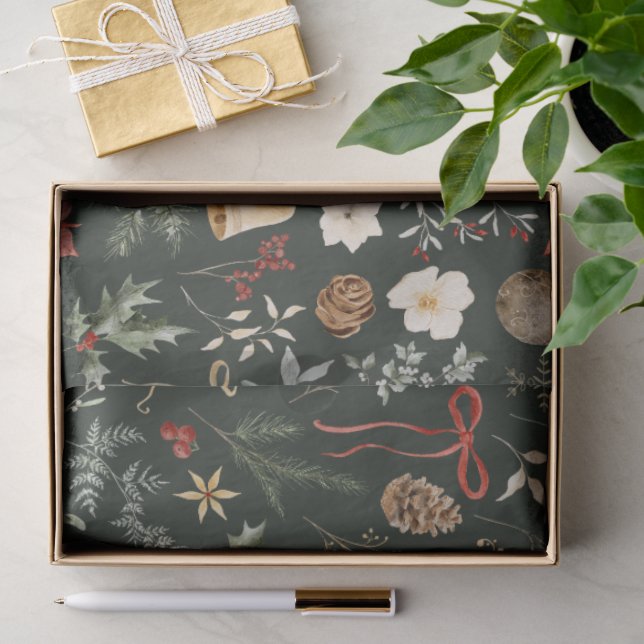 Papel De Seda Festa Botânica de Natal (Presente)