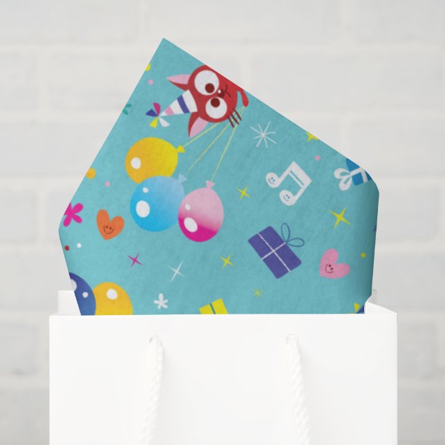 Papel De Seda Festa de Aniversário Azul  (Sacola de presentes)