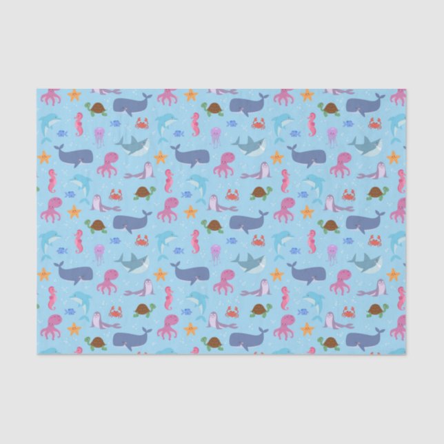 Papel De Seda Festa de aniversário de Animais do Mar de Dissocia (Frente )