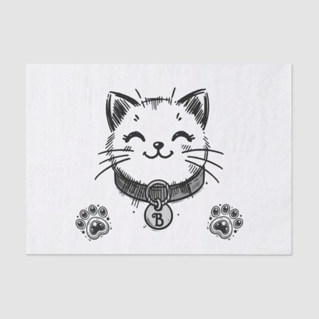 Papel De Seda Festa de aniversário de Gatinhos Pretos (Frente )