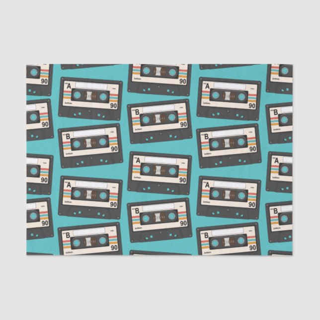 Papel De Seda Festa de aniversário de música em fita cassete do  (Frente )