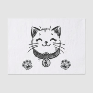 Papel De Seda Festa de Aniversário do Gatinho Preto 