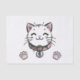 Papel De Seda Festa de Aniversário Gatinho Gato Rosa Roxo Dourad