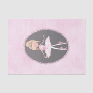 Papel De Seda Festa de Aniversário Pink & Grey Couture Bailarina