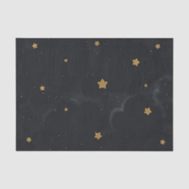 Papel De Seda Festa de Chá de Bebê Estrelas Pretas Douradas Céu 