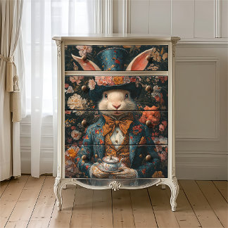 Papel De Seda Festa de Chá Floral Vintage White Rabbit Mad Hatte