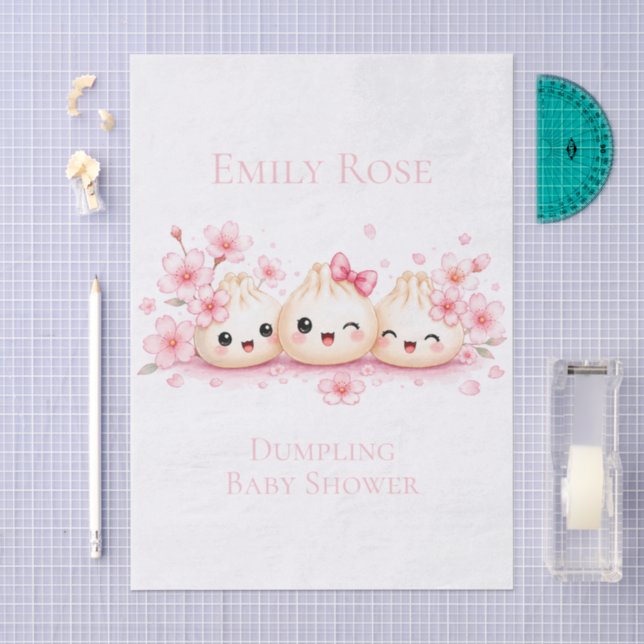 Papel De Seda Festa de Chás Bebê Menina Dumpling Fofa (Arte )