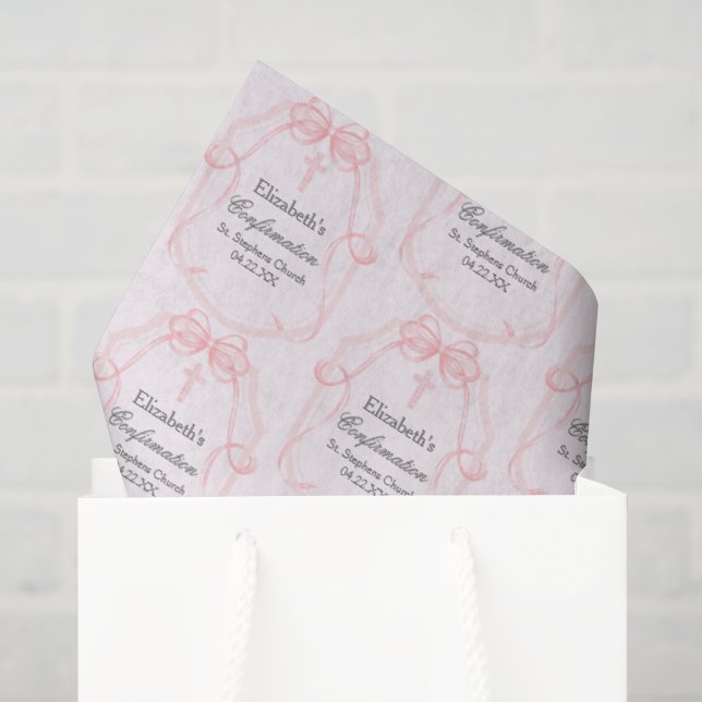 Papel De Seda Festa de Confirmação Rosa Bonito Personalizada (Sacola de presentes)