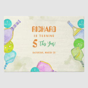 Papel De Seda Festa de Esportes Aquarela Tema de Pickleball para