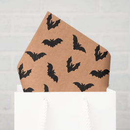 Papel De Seda Festa de Halloween Vintage Morcegos Pretos Laranja