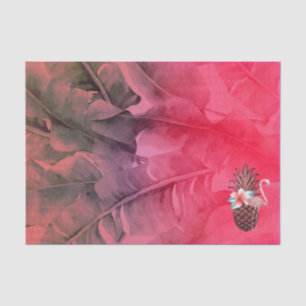 Papel De Seda Festa de Luau de Abacaxi com Brilho Tropical Rosa