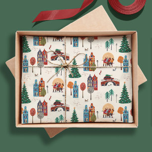 Papel De Seda Festa de Natal da Cidade de Inverno