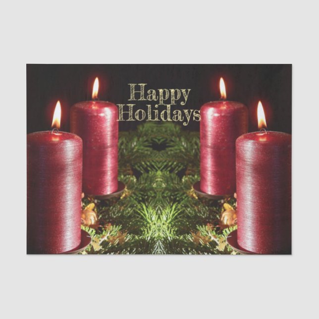 Papel De Seda Festa de Natal Velas Vermelhas Férias de Inverno (Frente )