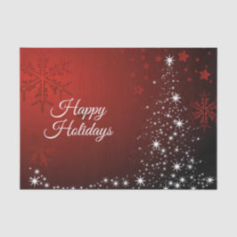 Papel De Seda Festa de Natal White Stars Tree Red Snowflakes