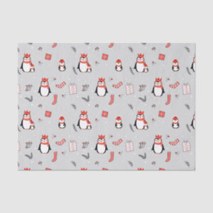 Papel De Seda Festa de Pinguim da Família Festiva do Natal de in