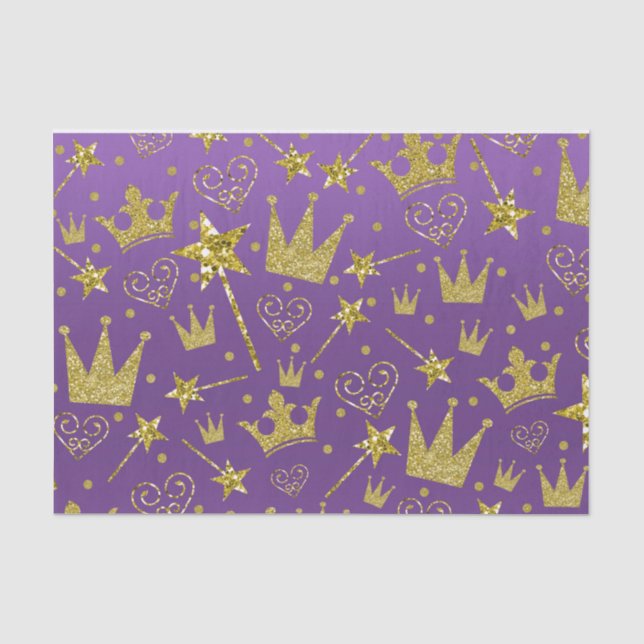Papel De Seda Festa de Princesa Meninas Brilho Roxo Real e Doura (Frente )