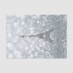 Papel De Seda Festa de Torre Eiffel de Glitter Silver Sparkle Bl