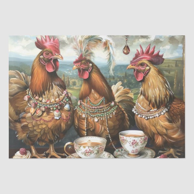 Papel De Seda Festa do Chá de Galos e Frangos Decoupage (Frente )