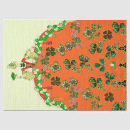 PAPEL DE SEDA FESTA DO DIA DE SÃO PATRÍCIO LADY LARANJA E TREVOS