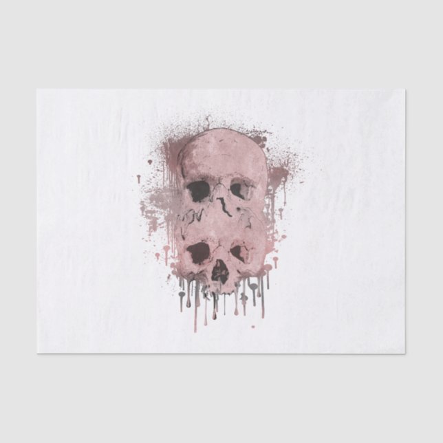 Papel De Seda Festa Gráfica com Tinta Drip Skull Rosa Dourado (Frente )