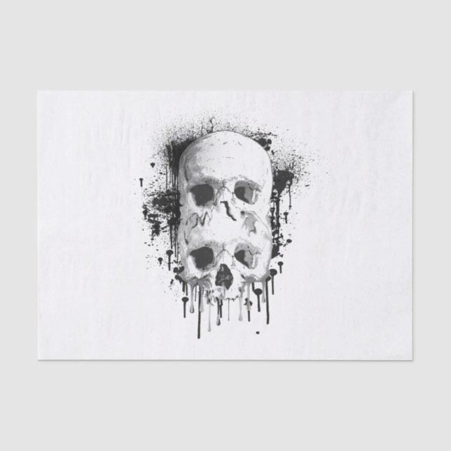 Papel De Seda Festa Gráfica com Tinta Preta e Caveira Drip (Frente )