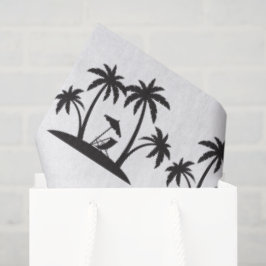Papel De Seda Festa na praia de azulejos com palmeira preta e br