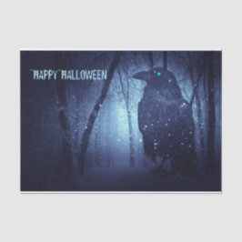 Papel De Seda Festa Negra de Halloween da Floresta Azul Raven