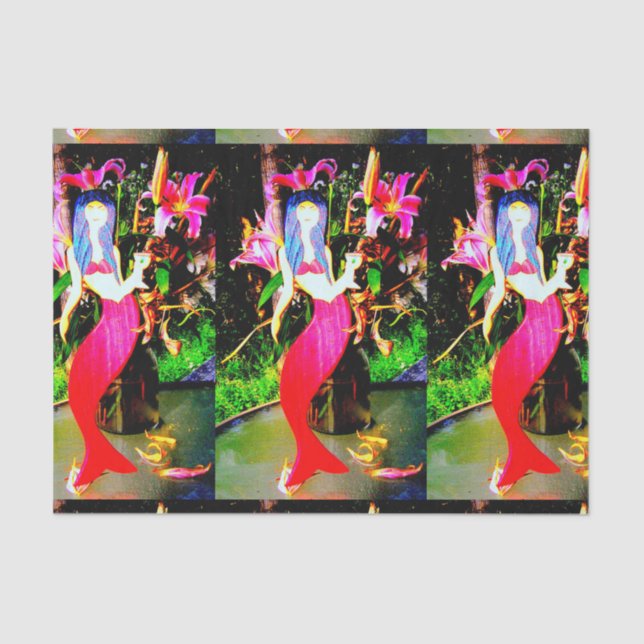 Papel De Seda Festas de sereias vermelhas (Frente )