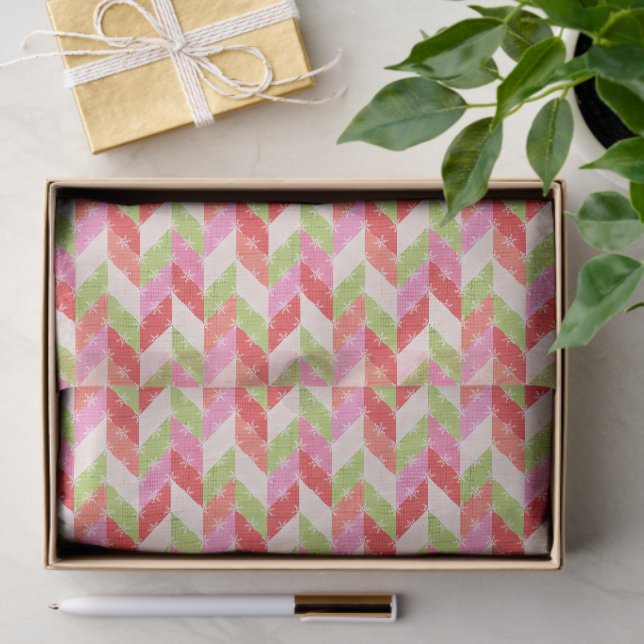 Papel De Seda Festive Chevron christmas (Presente)