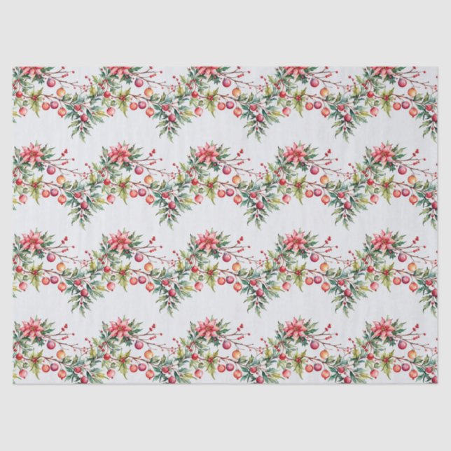 Papel De Seda Festive Christmas Garland in Watercolor (Frente )