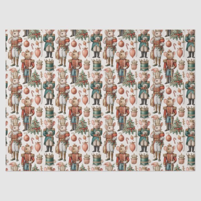 Papel De Seda Festive Nutcracker Mice with Holiday Decor (Frente )