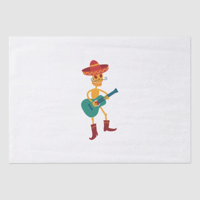 Papel De Seda Festive Skeleton Guitar Player (Frente )