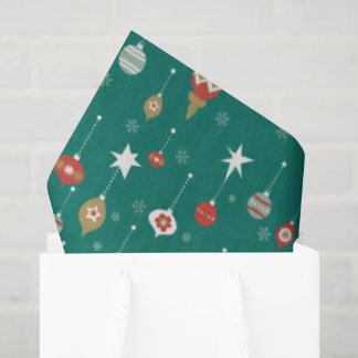 Papel De Seda Festivo Baubles & Snowflakes Natal