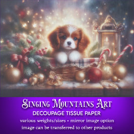 Papel De Seda Festivo Cuppy de Natal em Decoupage de Cesta