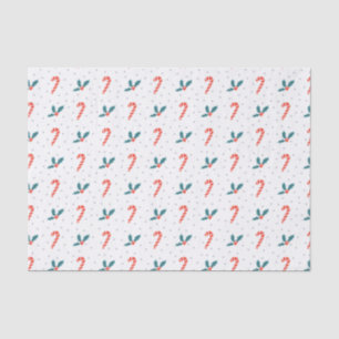 Papel De Seda Festivo Holly Berry & Cane Patterno Natal