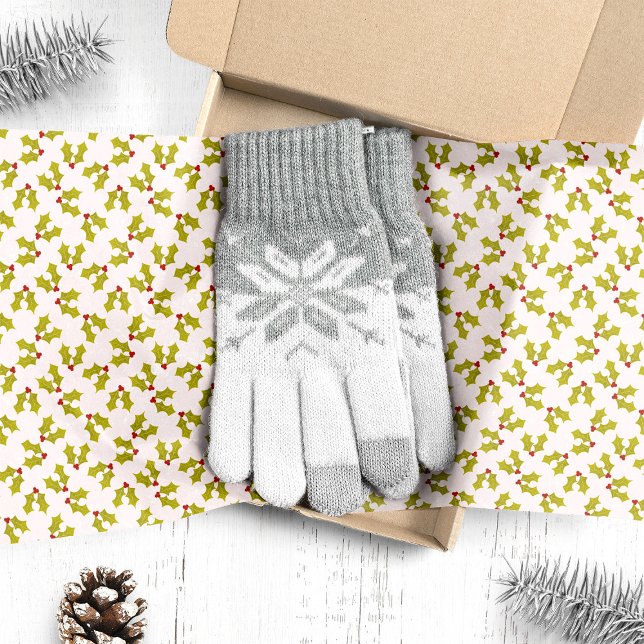 Papel De Seda Festivo Holly e Berries Natal (Criador carregado)