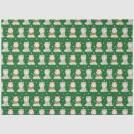 Papel De Seda Festivo Lhamas de Natal em Verde