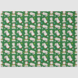 Papel De Seda Festivo Lhamas de Natal em Verde