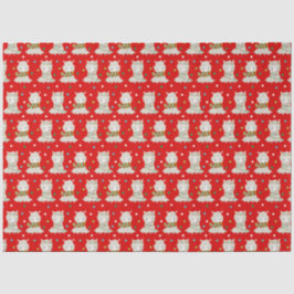 Papel De Seda Festivo Lhamas de Natal em Vermelho