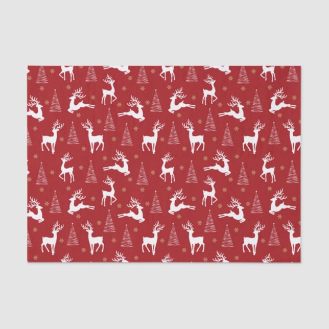 Papel De Seda Festivo Red Reindet Natal Feriado (Frente )