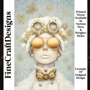Papel De Seda Festivo Snowy Chic Steampunk Menina Q7 Decoupage