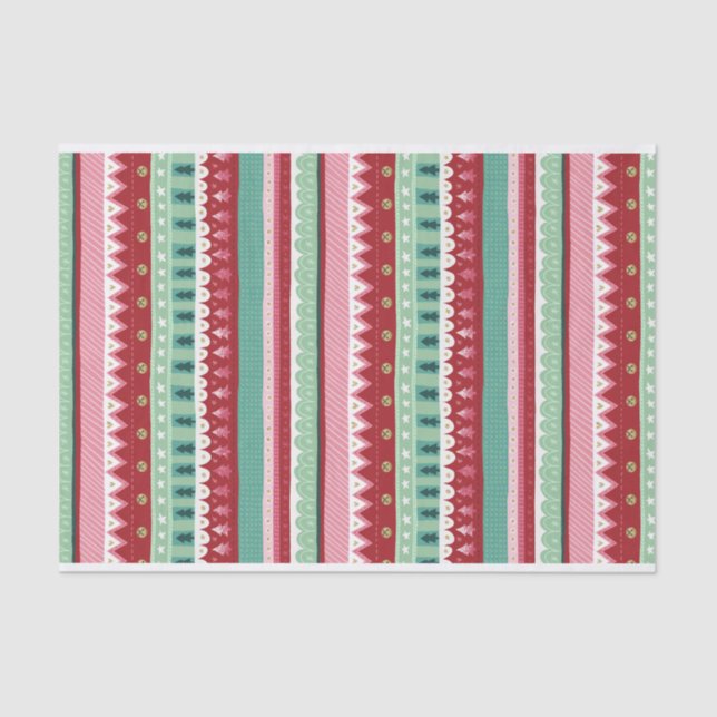 Papel De Seda Festivo Stripes Elf Natal (Frente )