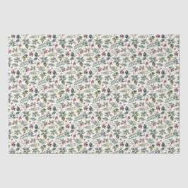 Papel De Seda Festivo Verde Elegante Padrão Floral Natal