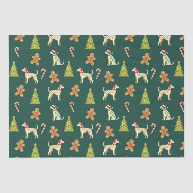Papel De Seda Festivo Whippet Natal (Frente )