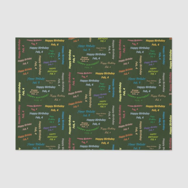 Papel De Seda Fevereiro, 4 de Aniversário (Frente )
