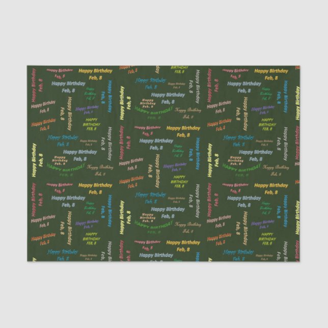 Papel De Seda Fevereiro, 8 de Aniversário (Frente )