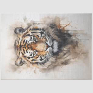 Papel De Seda Fierce Majestade Watercolor Tiger Retrato