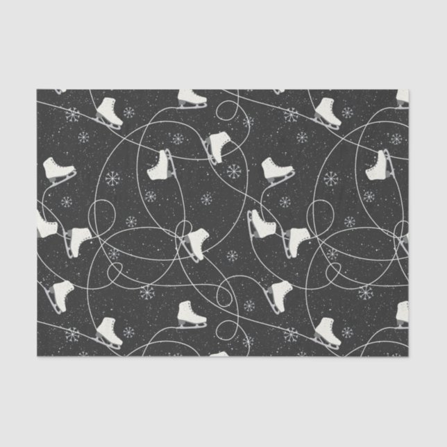 Papel De Seda Figura Skates patinando em cinzas quase pretas (Frente )