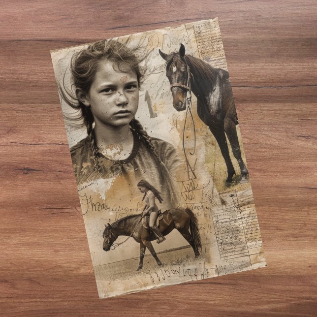 Papel De Seda Filha do fazendeiro com a dissociação de cavalos (Farmer's Daughter with Horse Decoupage Tissue Paper
)