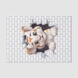 Papel De Seda Filhote de Tigre Fofo e Divertido Espiando Decoupa
